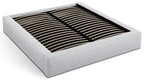 Letto matrimoniale imbottito grigio chiaro con contenitore e rete inclusi 180x200 cm Simon – Micadoni