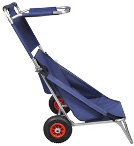 Carrello per la spiaggia con ruote portatile pieghevole blu