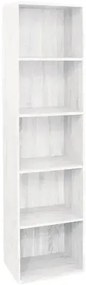Libreria Componibile Multifunzionale in MDF e Frassino, Vari Formati e Colori, 40 x 29 x 172H / Bianco Frassino