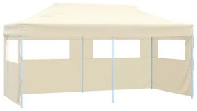 Gazebo Professionale Pieghevole con 4 Pareti 3x6m Acciaio Crema