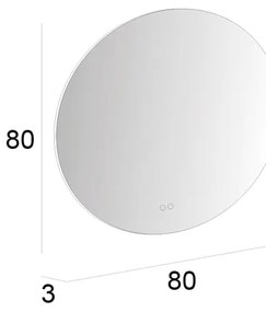Specchio con illuminazione integrata bagno tondo Bohemia L 80 x H 80 x P 3 cm