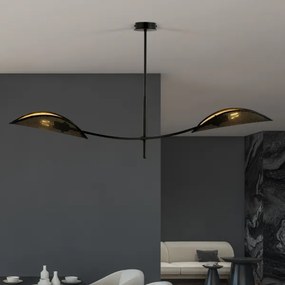Lampadario a sospensione con supporto rigido LOTUS 2xE14/10W/230V nero/oro