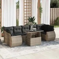 Set Divano da Giardino 8 pz con Cuscini Grigio in Polyrattan 3326601