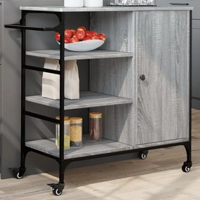 Carrello da cucina grigio sonoma 87,5x38,5x84,5 cm multistrato