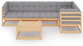 Set divani da giardino 6 pz con cuscini legno massello di pino