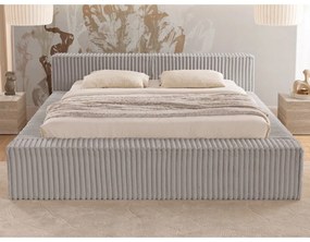 Letto matrimoniale imbottito grigio con contenitore e rete inclusi 180x200 cm Cloe – Ropez