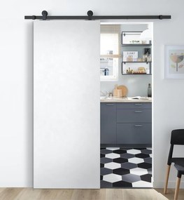 Porta scorrevole reversibile Side in mdf bianco, L 93 x H 212 cm, con binario Industrial