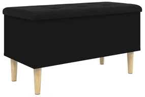 Panca portaoggetti nera 82x42x46 cm in legno multistrato