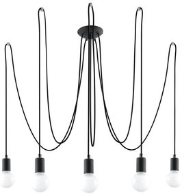 Sollux SL.0371 - Lampadario a sospensione con filo EDISON 5 5xE27/60W/230V ragno nero
