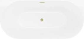 Mexen Oval Slim vasca da bagno freestanding a parete 170 x 80 cm, bianca, troppopieno oro spazzolato - 52661708000-55