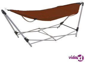 vidaXL Amaca con Supporto Pieghevole Marrone