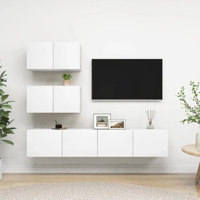 Set mobili tv 4 pz bianco in truciolato