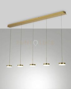 Dunk sospensione 5 luci ottone satinato a led 3000k - 40w - 3780 lm...