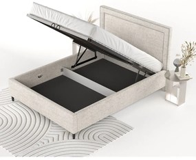 Letto matrimoniale imbottito crema con spazio contenitivo e rete 140x200 cm Baleine - Maison de Rêve