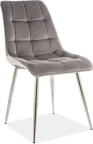 Sedia Chic Velvet Grigio/Cromo - L47 x H41 x H87 cm