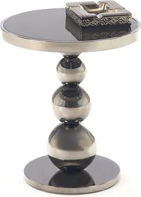 Tavolino Carla in vetro nero e acciaio inox – Ø40x46 cm
