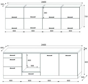 Cucina ELISE 240 cm grafite