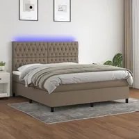 Letto a Molle con Materasso e LED Tortora 160x200 cm in Tessuto cod mxl 52218