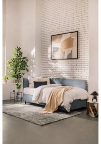 Letto singolo imbottito blu con contenitore con materasso incluso 120x200 cm Avela – Bonami Selection