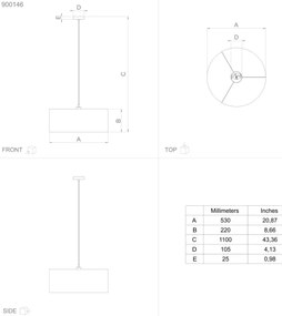 Eglo 900146 - Lampadario a sospensione con filo ZARAGOZA 1xE27/40W/230V diametro 53 cm