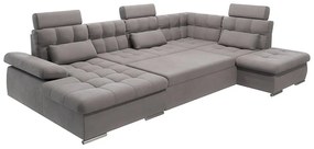 Divano angolare grigio allungabile e con contenitore (con penisola a destra/a U) Merkur – Ropez