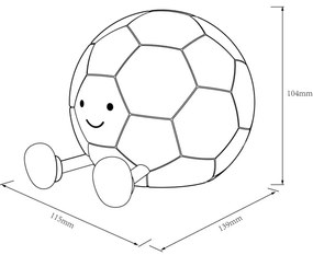 Lampada LED dimmerabile per bambini FOOTBALL LED/2W/5V USB 1200 mAh bianco/nero