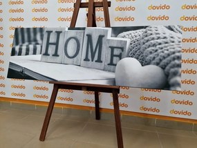 Quadro su tela – Con scritta Home e natura morta in bianco e nero