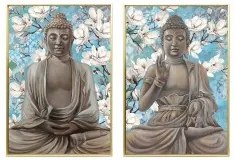 Quadro DKD Home Decor 51,5 x 3,5 x 71,5 cm Buddha Orientale (2 Unità)