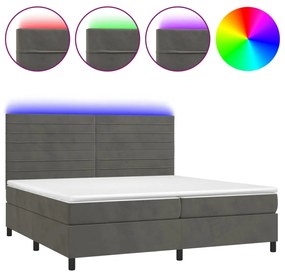 Letto a molle con materasso e led grigio scuro 200x200 cm