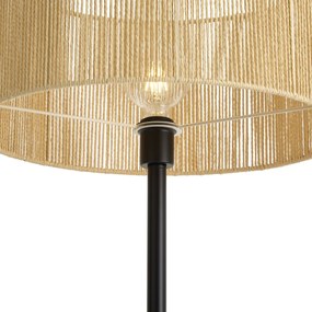 Lampada da terra nera con paralume in corda di carta beige 50/50/25 - Simplo
