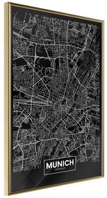 Poster  City Map: Munich (Dark)  Cornice Quadri Cornice d'oro, Larghezza x Altezza Home decor 40x60