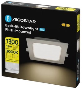 Aigostar - Plafoniera LED da incasso LED/12W/230V 3000K 17,5x17,5 cm bianca