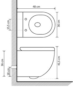 Toilette senza Bordo Sospesa con Funzione Bidet Ceramica Bianca