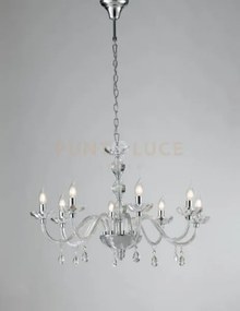 Lampadario riflesso cromo 8 luci attacco e14 83x190cm decorato in c...