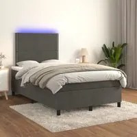 Letto a Molle con Materasso e LED Grigio Scuro 120x200 cm 3136054