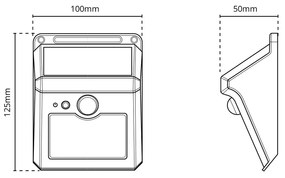 Applique Solare Rettangolare da parete IP65 con Sensore di Movimento Colore Bianco Naturale 4.000K