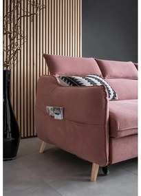 Divano letto angolare in velluto rosa chiaro (angolo destro) Sweet Harmony - Miuform
