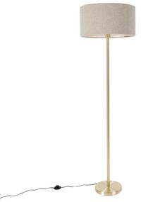 Lampada da terra ottone con paralume bouclè tortora 50 cm - Simplo