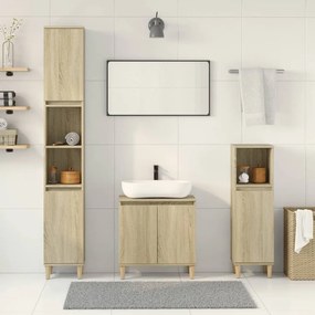 Set Mobili Da Bagno 3 Pz Rovere Sonoma İn Legno Multistrato /