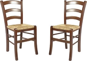 Sedie in legno faggio Noce seduta paglia - VENEZIA SET DA 2