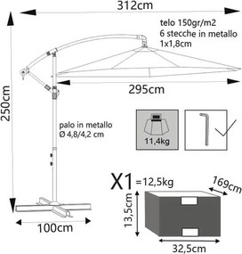 DELPHINUS - ombrellone da giardino decentrato