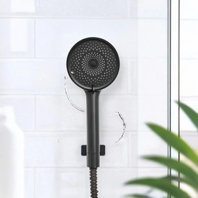 Soffione per doccia nero opaco in plastica ø 12 cm Softwater – Wenko