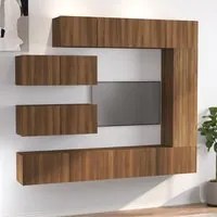 Set Mobili Porta TV 7 pz Rovere Marrone in Legno Multistrato 3114565