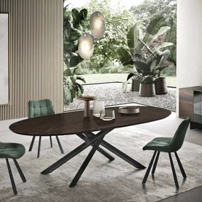 Tavolo ovale fisso con piano in Rovere Termico 210 cm RON