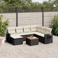 Set Divani da Giardino con Cuscini 8 pz Nero in Polyrattan 3257008