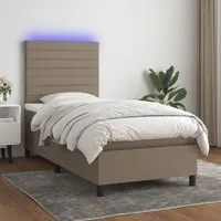 Letto a Molle con Materasso e LED Tortora 90x190 cm in Tessutocod mxl 123254