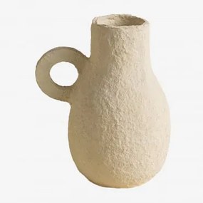 Vaso decorativo fatto a mano in Cartapesta Delores Beige Crema - Sklum