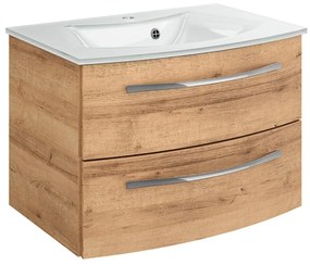 Mobile bagno con lavabo L 70 x H 48 x P 48 cm rovere riviera 2 cassetti per vasca centrale Image