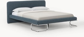 Letto imbottito in bouclé con gambe in metallo Olina