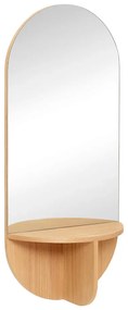 Specchio a parete con mensola con impiallacciatura in rovere Natur, 55 x 120 cm - Hübsch